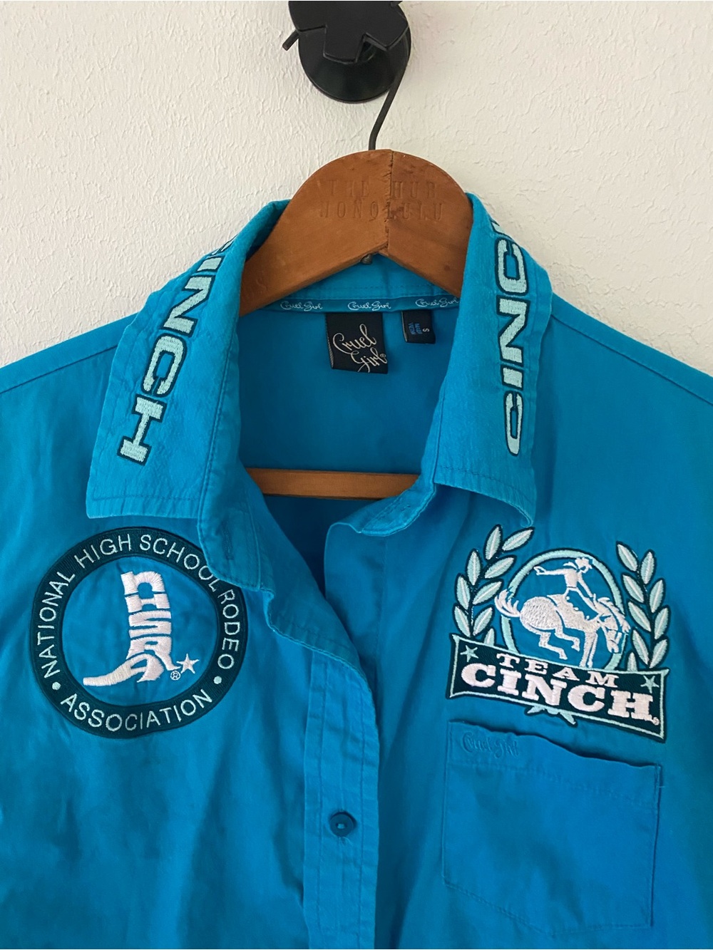 Cruel Girl Turquoise Western Logo Button-Up Shirt View 4